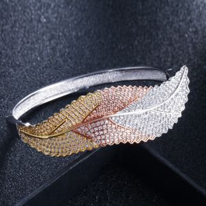 Leaf Zirconia Bracelet for Women Silver Color Water Drop CZ Bracelets CZ Stone