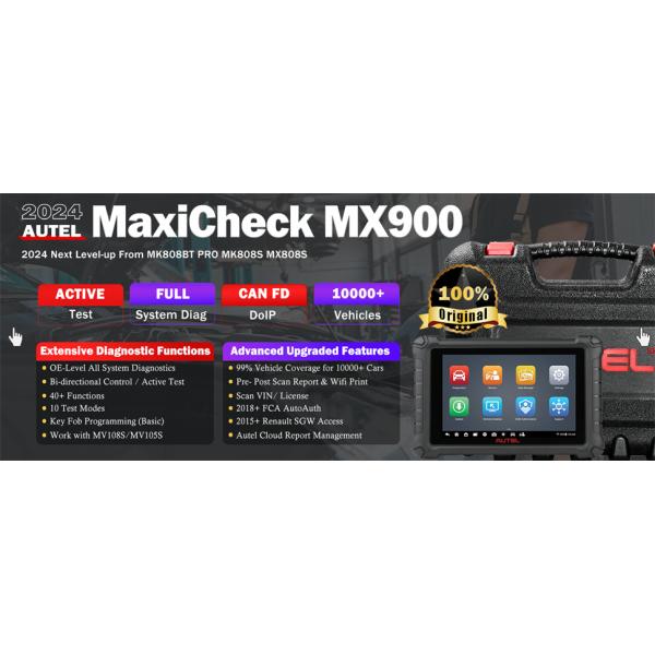 Autel MaxiCheck MX900 OBD2 All System Diagnostic Scanner Bi-Directional Control DoIP/CAN FD Read/Clear Code 40+ Service Upgrade of MK808 MX808