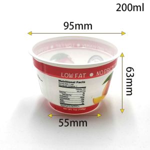 95mm top size198g yogurt Plastic packaging cup customised logo