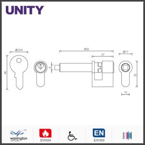 Spindle Drive Multi Lock Cylinder Satin Nickel Brass Special Application