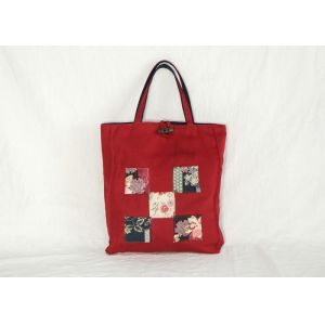 China Blue Liner Outside Printing Design Red Cotton Tote Bag For Adult on sale