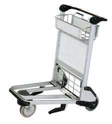 Unfolding Airport Luggage Carts , Airport Baggage Cart Silver High Strength