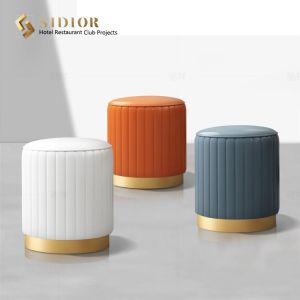 Stool,Ottoman chair, stainless steel, PU leather, fabric upholstery, restaurant