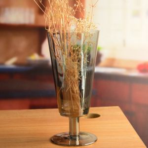 Stemed Electroplated Grey Glass Candle Holder Centerpieces