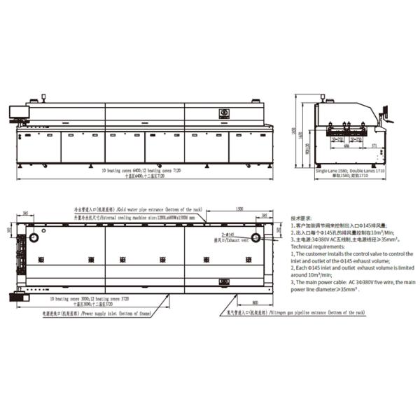 20 Heating Modules Reflow Oven 10KW 10 Zones Hot Air Reflow Oven