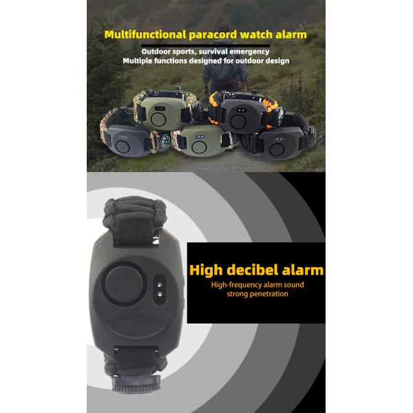 Balck Emergency Paracord Survival Watch Cool Camping Accessories Built In Battery