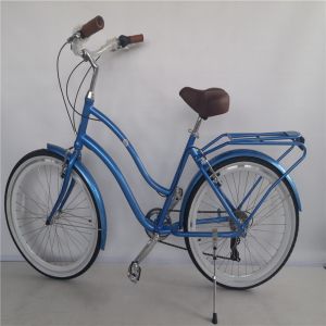 Quality 26 Inch Aluminum Alloy Frame 7 Speed Vintage Beach Cruiser Bike with Rear Carrier for sale
