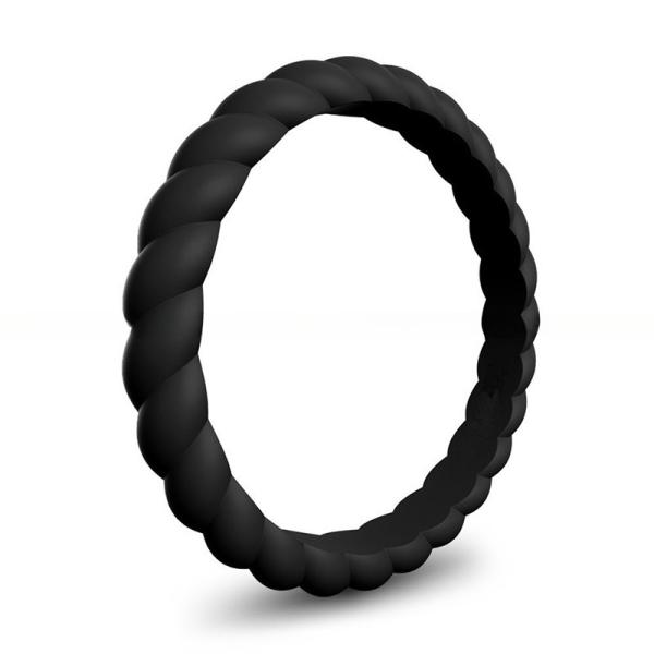 3mm Thin Braided Wedding Silicone Ring Thin Stackable for Women