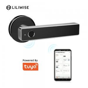 China Tuya WiFi App Bluetooth Door Lock Biometric Fingerprint Door Handle Digital Keyless Smart Door Lock on sale
