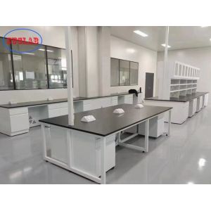 Customized Mobile Laboratory Table With White Movable Cabinet In College Lab