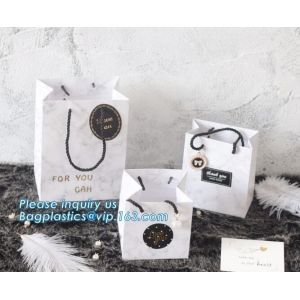 Customized Brown Kraft flower Paper Shopping Bag with Logo and Ribbon handle