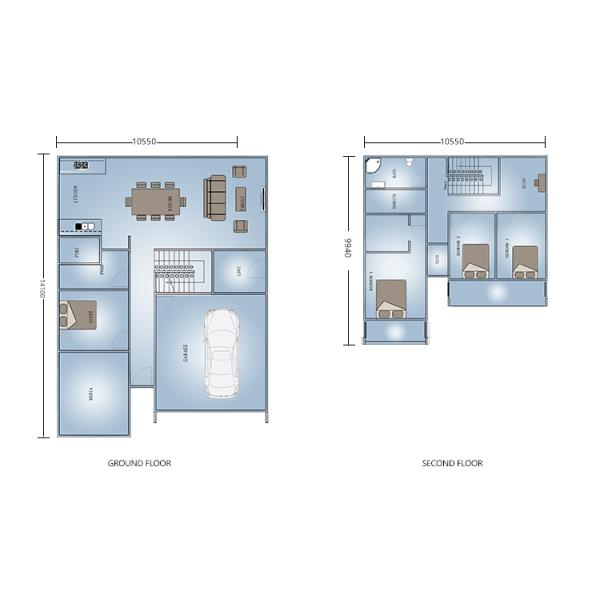 Steel Framing Prefabricated House / Easy To Assemble Home With Aluminium Sliding Doors