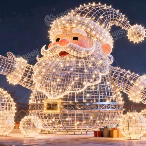 Quality Large-Scale 3D Outdoor Decorative Santa Claus Lighting Installations for Holiday and Party Decorations for sale