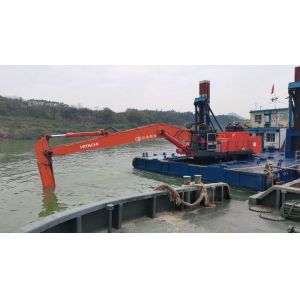 Top 1 Excavator Long Reach Boom Cleaning Riverbed Dredging