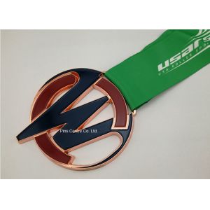 Personalized Ribbon Awards Medals Die Casting Soft Enamel Inner Cut