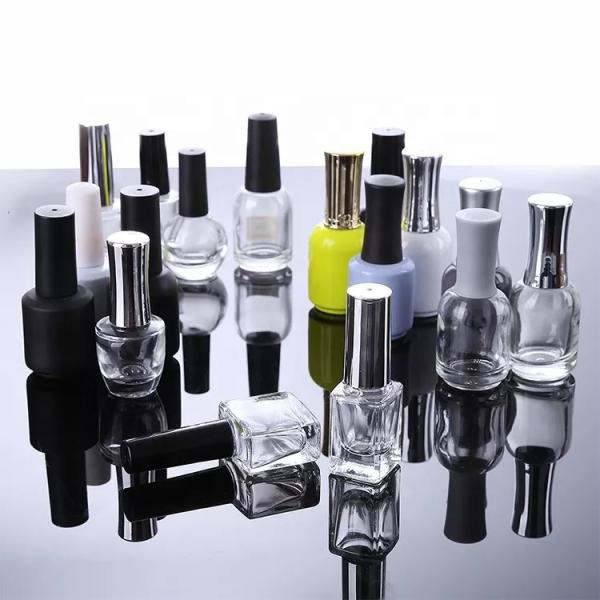 Top Quality Custom 5ml 8ml 10ml Matte Glossy Black White Empty Gel Nail Polish Glass Bottle With Cap Nail Supplies Factory