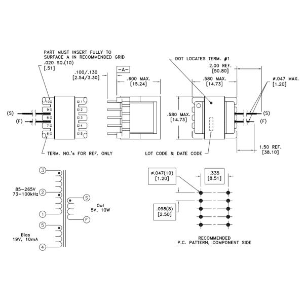 Multiple-Output Options THT SMPS Flyback Transformer 7508111111