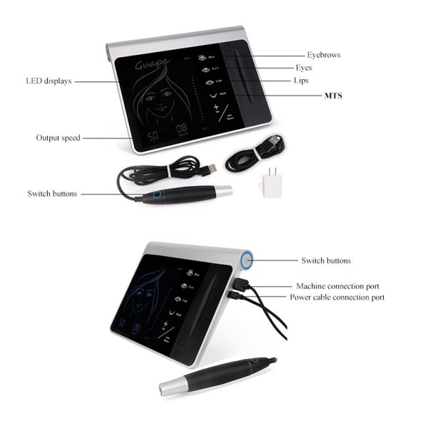 Black Digital PMU Microblading Pen Stainless Steel Electric Tattoo Gun Kit for Eyebrows Lips Skin Permanent Makeup Machine