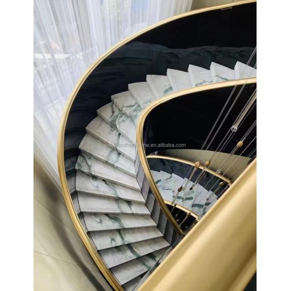 Bookmatched Panda White Marble Stair for Modern Interior Design in Professional Hotel