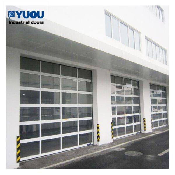 Transparent PC Glass Sectional Garage Doors Automatic Aluminum Frame 410mm