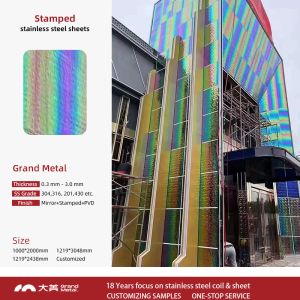 Sus 304 316 Colored Stainless Steel Decorative Sheets Water Ripple Metal Plate