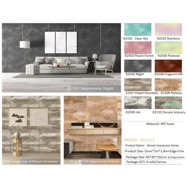 Soundproof Waterproof Foam Self Adhesive Wallpaper Roll For Indoor Wall Decoration