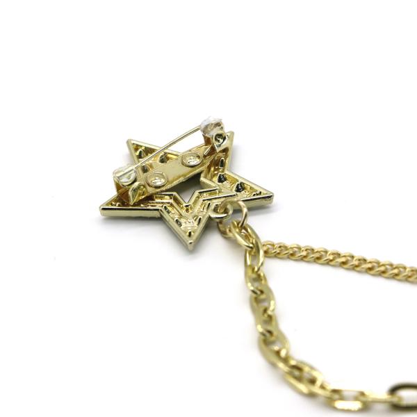 Hollow Shirt Collar Pin Chain Pentagonal Stars Inlaid Crystal Diamond