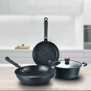 Kitchen Cooking Frying Cast Iron Cookware Set 3PCS Non Stick