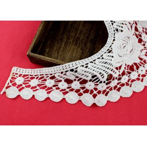 French Venice Guipure Lace Neck Applique With Chemical Poly Milk Silk / Neckline