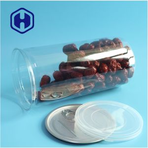 1400ml Big Pop Corn Nuts Transparent Plastic Transparent PET Cans With Easy Open