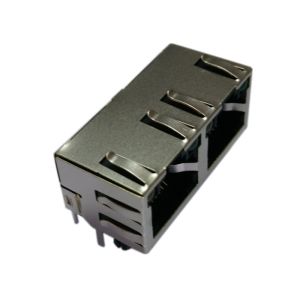 Quality 6116353-4 / 6116353-1 RJ45 Modular Jack 1x2 Shield Panel Ground With LED for sale