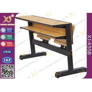 Oval Steel Tube Folding College Classroom Furniture / Wood Classroom Table
