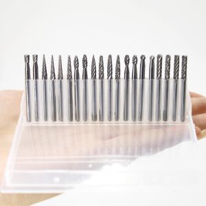 20PC Double Cut Carbide Burr Set 0.118" (3mm) Shank, Rotary Tool Bits Cutting