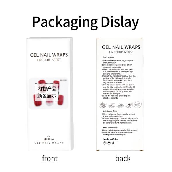 3D Gel Semi Cured Nail Wraps With Solid Color and Grow In The Dark for Korean Nails