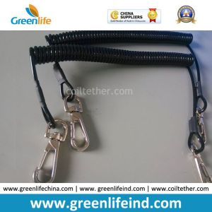 Plastic White Core Orange PU Coated Anti-Lost Coiled Leash Tethers