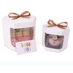 China Customized White Cardboard Cake Box with Window 4 and 6 Hole Cupcake Packaging Box on sale