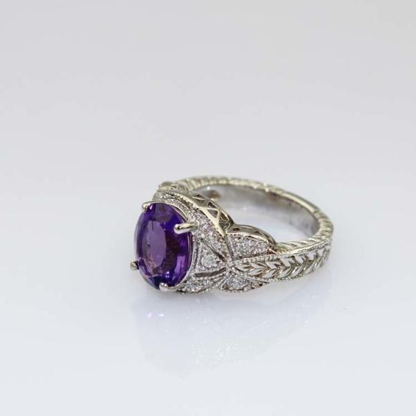 925 Silver Engagement Ring with 8mmx10mm Blue Topaz CZ Diamonds (F94)