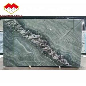 China Modern Hotel Dining Table with Polished Green Marble Surface and Custom Graphic Design on sale