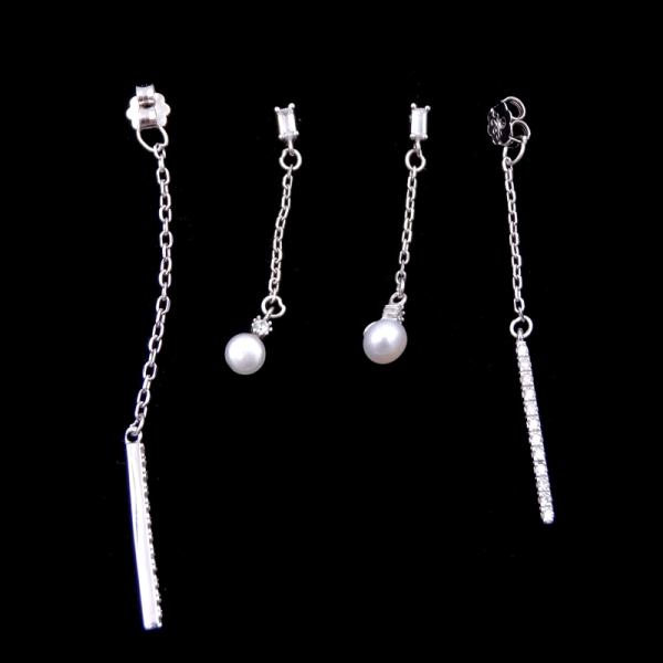 Rosette Shape Silver Pearl Earrings Sterling Silver Lovely Jewelry For Kids