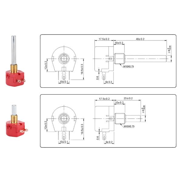 WX118 Carbon Film Wirewound Potentiometer Single Turn 1K 2K 5K