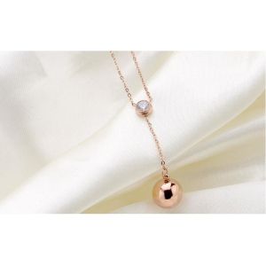 Fashion Jewelry Necklace Stainless Steel Rose Gold Diamond Necklace