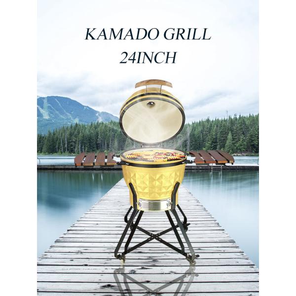 KIMSTONE 2023 New Bbq Grill Parrilla Kamado 24 with Kamado Heat Deflector Bbq Grill Grate Lifter Cooking Gripper