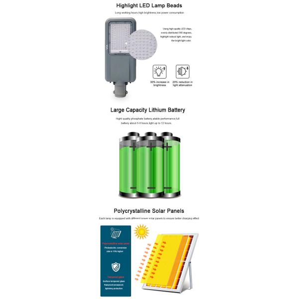 Energy Saving Solar Powered LED Street Lights 60 W Lithium Iron Phosophate Battery