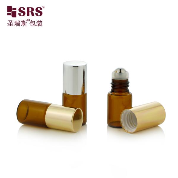 2ml Capacity Amber Cylindrical Glass Roller Perfume Bottle with Stock Samples No Leakage