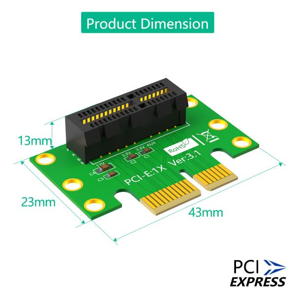 PCI Express 1X Riser Card 270-Degree Angle 43x23x13mm