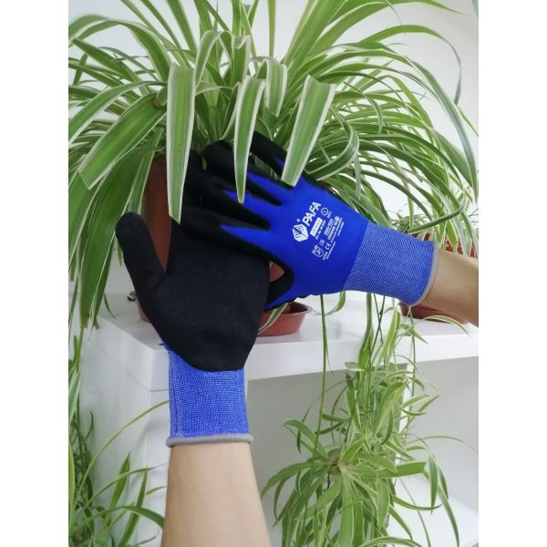 Multi Purpose Seamless Strong Abrasion Performance 15 Gauge Firm Grip Nitrile Coated Gloves