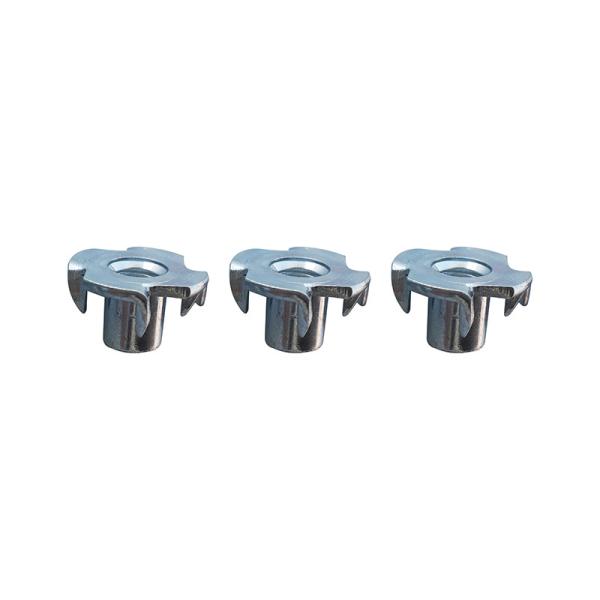 Wood Furniture M6 Four Claw Iron Plated T Nuts Environmental Protection Blue Zinc
