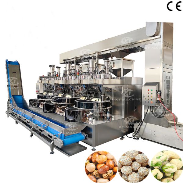 Three-Station Automatic Coating Machine Covered Peanut Making Machine for