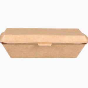 Disposable 280ml Clamshell Paper Box Leakproof Kraft Paper Takeaway Box