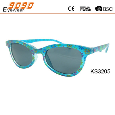 Hot sale style of kids sunglasses , plastic bule frame with cute pattern